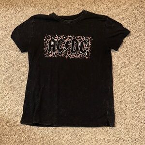 AC/DC Black and Pink leopard print T-Shirt